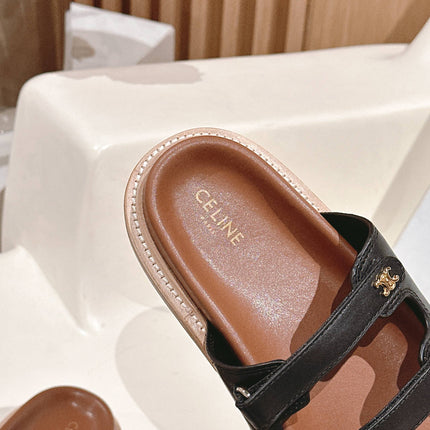 TRIOMPHE SANDALS IN BLACK CALFSKIN
