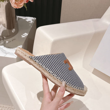 CELINE 25S LES ESPADRILLES MULE IN BLUE STRIPES CANVAS