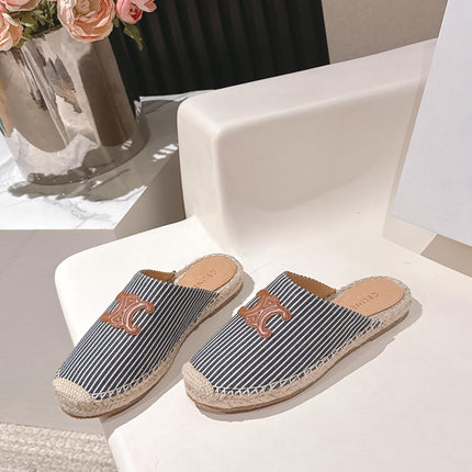 CELINE 25S LES ESPADRILLES MULE IN BLUE STRIPES CANVAS