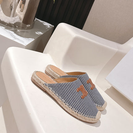 CELINE 25S LES ESPADRILLES MULE IN BLUE STRIPES CANVAS