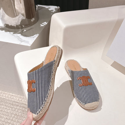 CELINE 25S LES ESPADRILLES MULE IN BLUE STRIPES CANVAS