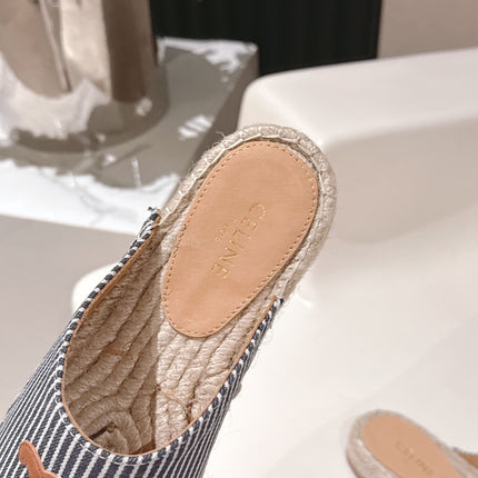CELINE 25S LES ESPADRILLES MULE IN BLUE STRIPES CANVAS