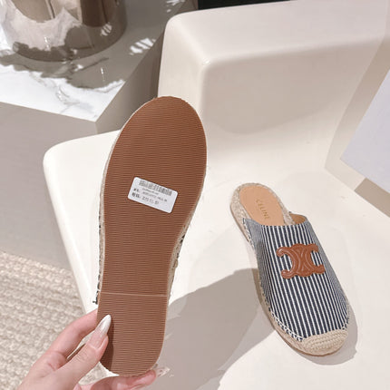 CELINE 25S LES ESPADRILLES MULE IN BLUE STRIPES CANVAS