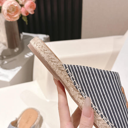 CELINE 25S LES ESPADRILLES MULE IN BLUE STRIPES CANVAS