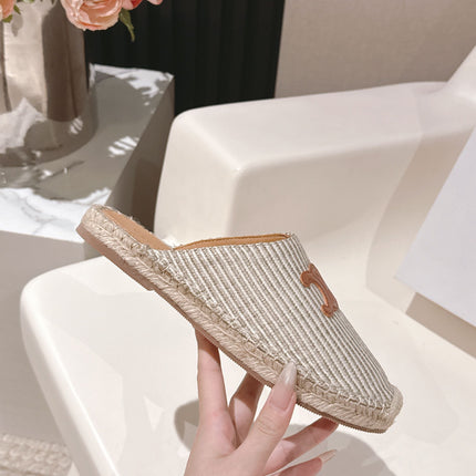 CELINE 25S LES ESPADRILLES MULE IN LIGHT GRAY CANVAS