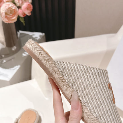 CELINE 25S LES ESPADRILLES MULE IN LIGHT GRAY CANVAS