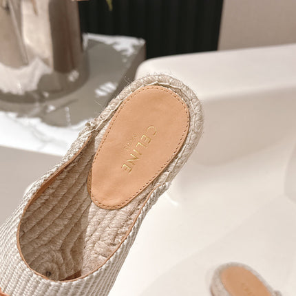 CELINE 25S LES ESPADRILLES MULE IN LIGHT GRAY CANVAS