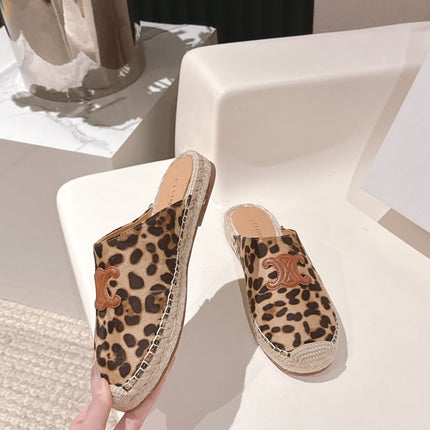 CELINE 25S LES ESPADRILLES MULE IN LEOPARD PRINTED HAIRY CALFSKIN