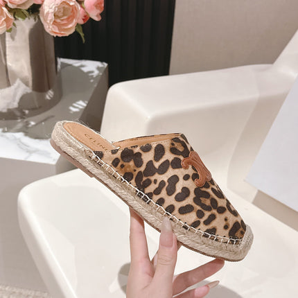 CELINE 25S LES ESPADRILLES MULE IN LEOPARD PRINTED HAIRY CALFSKIN