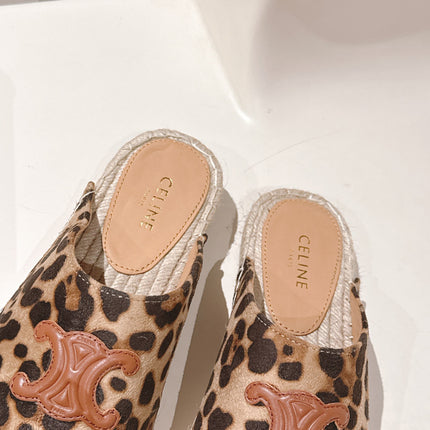 CELINE 25S LES ESPADRILLES MULE IN LEOPARD PRINTED HAIRY CALFSKIN