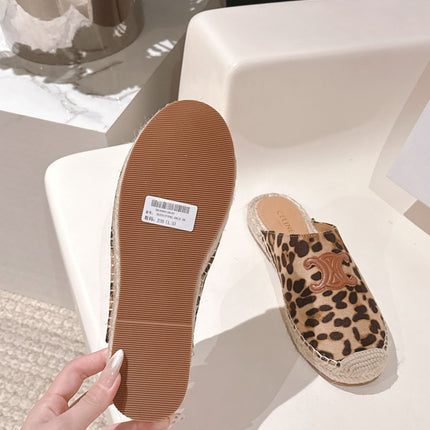 CELINE 25S LES ESPADRILLES MULE IN LEOPARD PRINTED HAIRY CALFSKIN