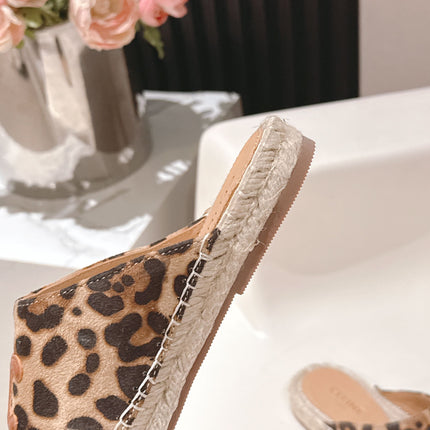 CELINE 25S LES ESPADRILLES MULE IN LEOPARD PRINTED HAIRY CALFSKIN