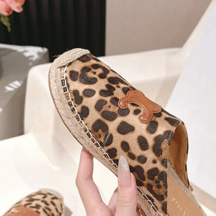CELINE 25S LES ESPADRILLES MULE IN LEOPARD PRINTED HAIRY CALFSKIN