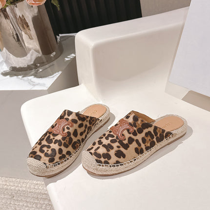 CELINE 25S LES ESPADRILLES MULE IN LEOPARD PRINTED HAIRY CALFSKIN