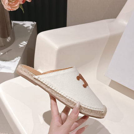 CELINE 25S LES ESPADRILLES MULE IN WHITE CANVAS