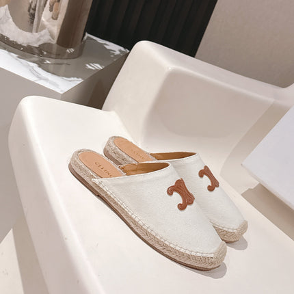 CELINE 25S LES ESPADRILLES MULE IN WHITE CANVAS
