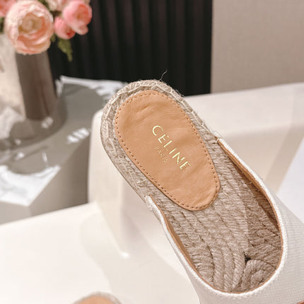 CELINE 25S LES ESPADRILLES MULE IN WHITE CANVAS
