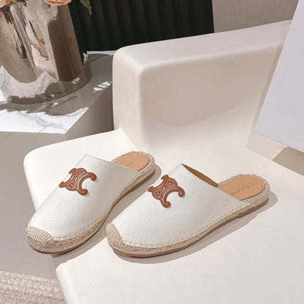 CELINE 25S LES ESPADRILLES MULE IN WHITE CANVAS