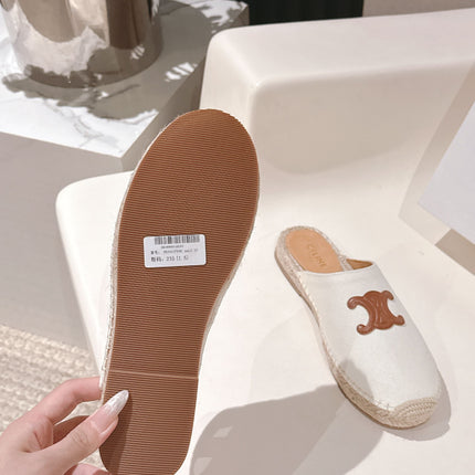 CELINE 25S LES ESPADRILLES MULE IN WHITE CANVAS