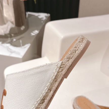 CELINE 25S LES ESPADRILLES MULE IN WHITE CANVAS