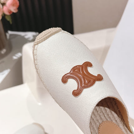 CELINE 25S LES ESPADRILLES MULE IN WHITE CANVAS