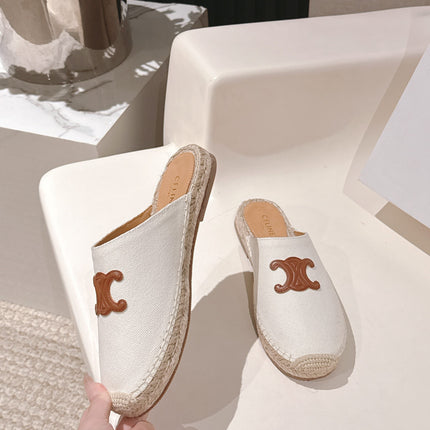 CELINE 25S LES ESPADRILLES MULE IN WHITE CANVAS