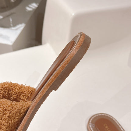 CELINE 25S LYMPIA TWISTED SANDAL IN BURNT ORANGE SPONGE FABRIC