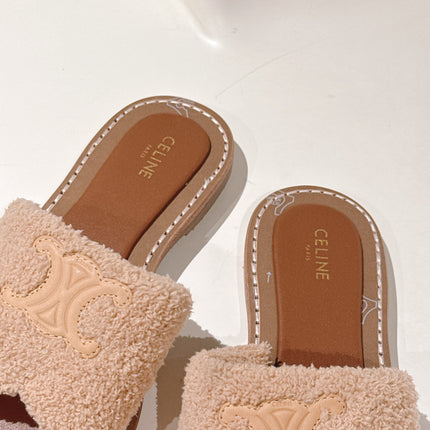 CELINE 25S LYMPIA TWISTED SANDAL IN BEIGE SPONGE FABRIC