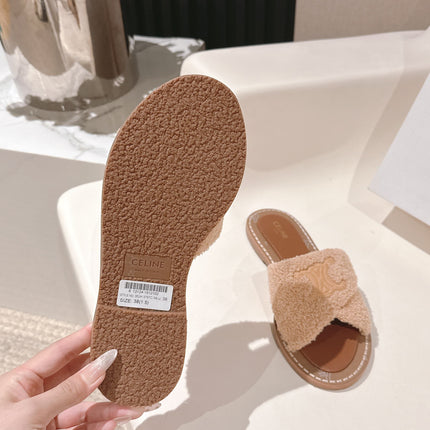 CELINE 25S LYMPIA TWISTED SANDAL IN BEIGE SPONGE FABRIC