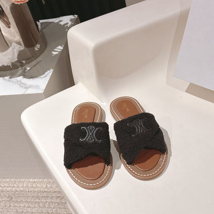 CELINE 25S LYMPIA TWISTED SANDAL IN BLACK SPONGE FABRIC