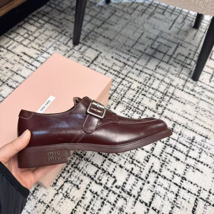 SQUARE TOE OXFORD IN SANGRIA RED SHINY CALFSKIN