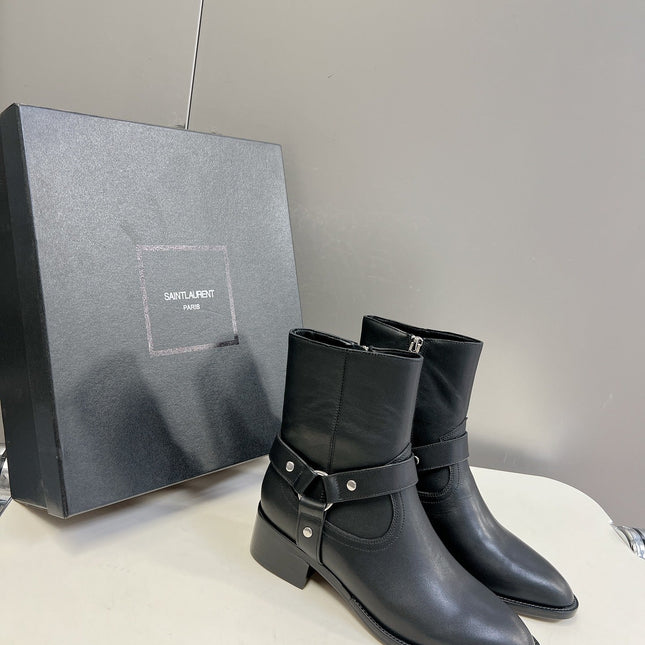 SL HARNESS BOOTS BLACK CALFSKIN