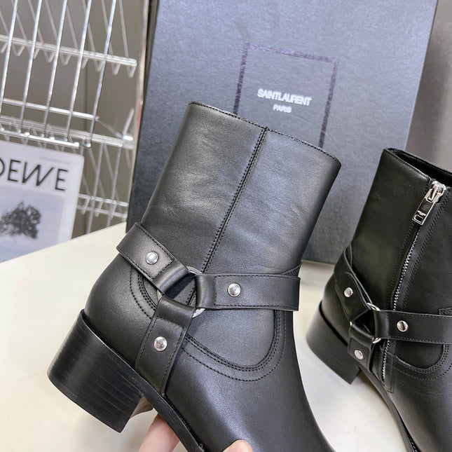SL HARNESS BOOTS BLACK CALFSKIN