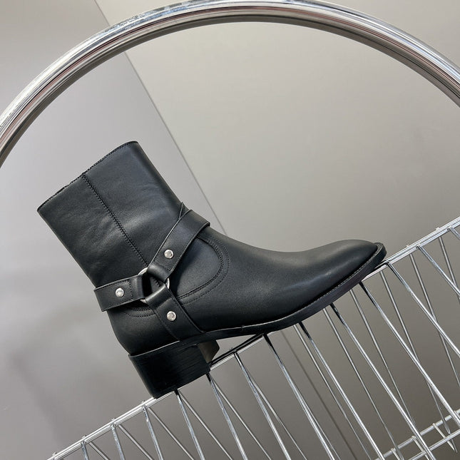 SL HARNESS BOOTS BLACK CALFSKIN