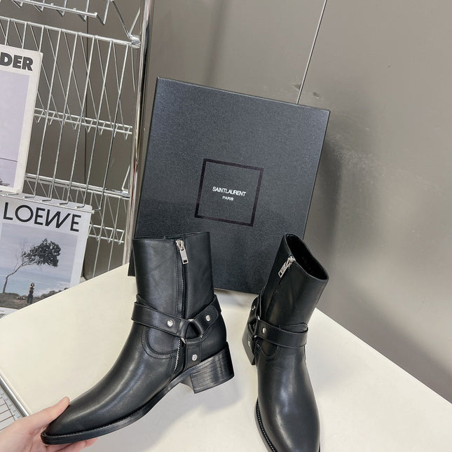 SL HARNESS BOOTS BLACK CALFSKIN