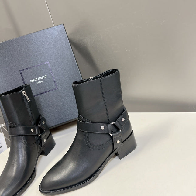 SL HARNESS BOOTS BLACK CALFSKIN