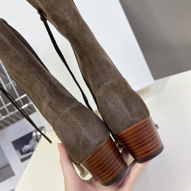 CELINE 25S HIGH CUT CHELSEA BOOTS 45MM IN DARK BROWN SUEDE