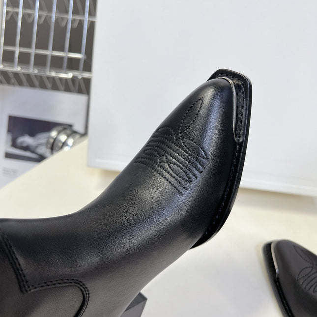 CELINE 25S HIGH CUT CHELSEA BOOTS 45MM IN BLACK CALFSKIN