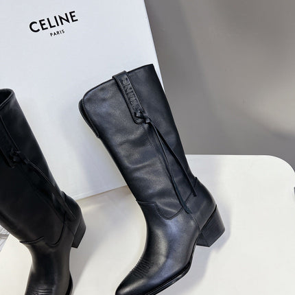 CELINE 25S HIGH CUT CHELSEA BOOTS 45MM IN BLACK CALFSKIN