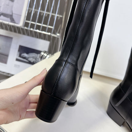 CELINE 25S HIGH CUT CHELSEA BOOTS 45MM IN BLACK CALFSKIN