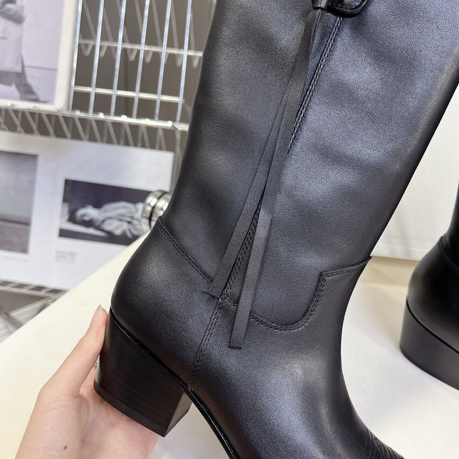 CELINE 25S HIGH CUT CHELSEA BOOTS 45MM IN BLACK CALFSKIN