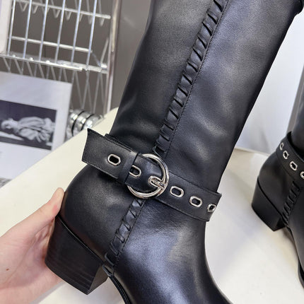CELINE 25S BULKY LACED UP BOOTS 45MM IN BLACK CALFSKIN