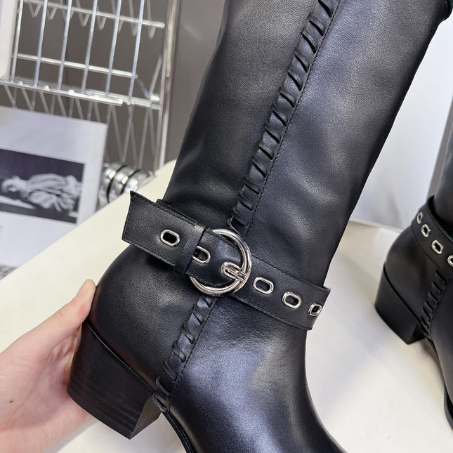 CELINE 25S BULKY LACED UP BOOTS 45MM IN BLACK CALFSKIN