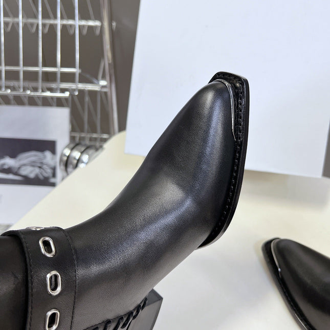 CELINE 25S BULKY LACED UP BOOTS 45MM IN BLACK CALFSKIN