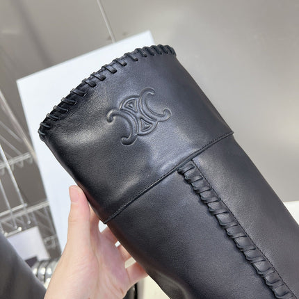 CELINE 25S BULKY LACED UP BOOTS 45MM IN BLACK CALFSKIN