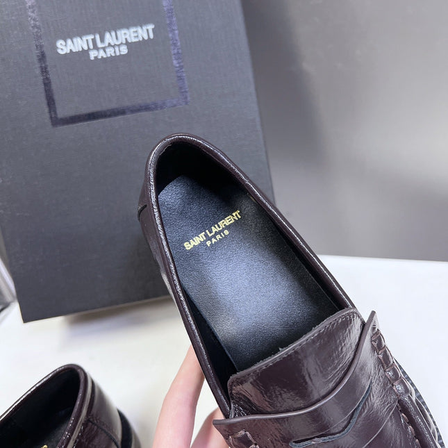 YSL 25S SAINT LAURENT LOAFERS IN DUSTY PLUM CALFSKIN