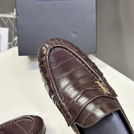 YSL 25S LOAFER MULE IN DARK BROWN CALFSKIN
