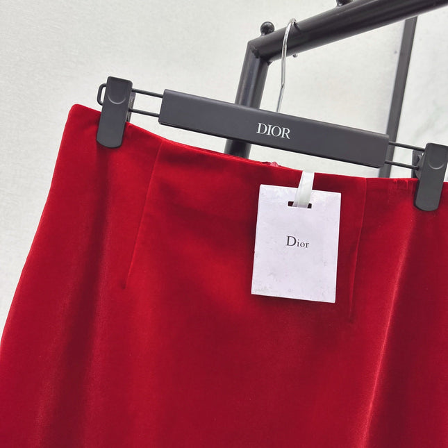 DIOR 25S LONG VELVET MIDI SKIRT 521