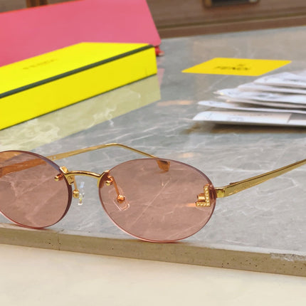 FIRST CRYSTAL OVAL FRAME SUNGLASSES FE4075US IN METAL