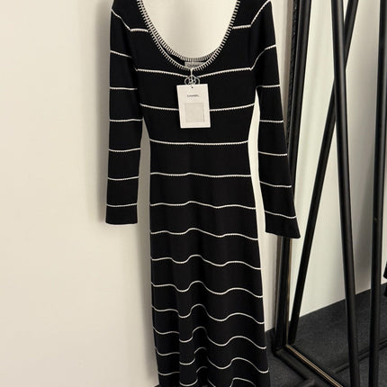 CHANEL 25S STRIPED KNIT SWEATER DRESS 335